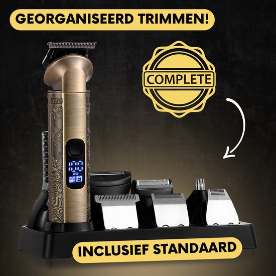 8-in-1 Baardtrimmer Mannen - Trimmer voor Baard en Lichaam - Incl. 8 opzetstukken - Bodygroomer Mannen - Bodytrimmer Heren - Haar trimmer - Tondeuse - 0.5-15MM - Neus en Oor - Trimapparaat - Baard Machine - Multigroomer