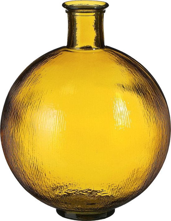 Mica Decorations Firenza Fles Vaas - H42 x Ø34 cm - Gerecycled Glas - Oker