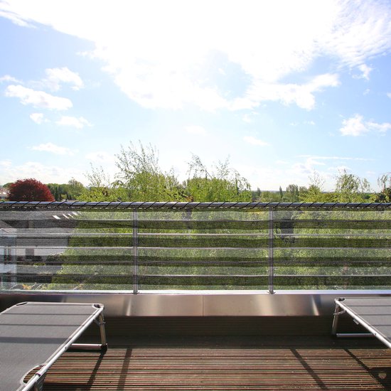 Detex Balkonscherm 1.4x10m – 50 Kabelbinders UV-Bestendig – Grijs Wit