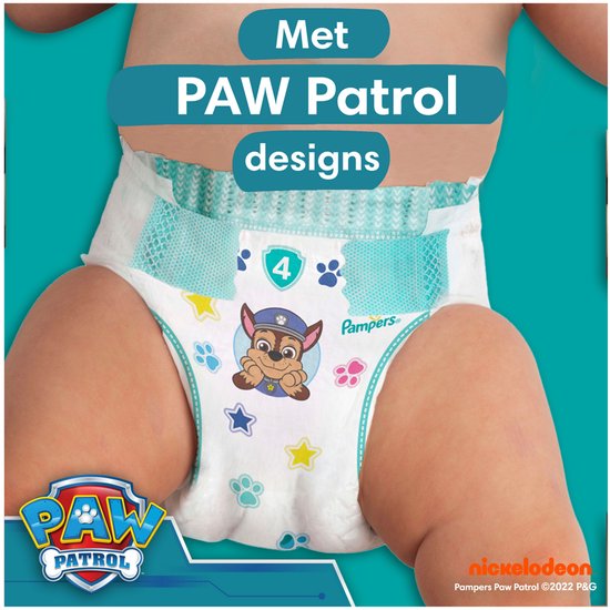 Pampers Baby-Dry Paw Patrol-editie Maat 4, 222 Luiers, 9kg-14kg