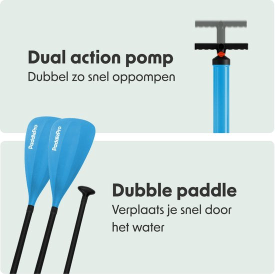 LifeGoods SUP Board Allround Compact - Met Zitje - 100 KG Draagkracht - 300 x 76 cm - Opblaasbaar - Compleet SUP pakket - Sky Blue
