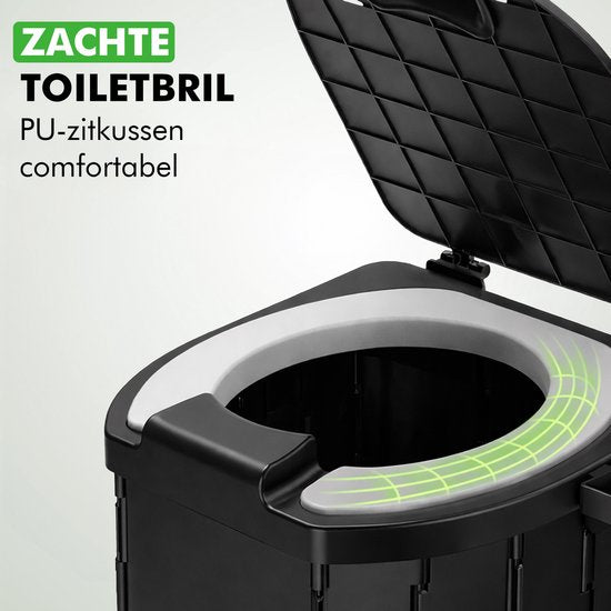 Travelhawk Camping Toilet – Toiletemmer – Draagbaar & Opvouwbaar – Inclusief 12 Biologisch Afbreekbare Zakjes en 10 Absorptie Zakjes – Ideaal voor Kamperen, Festivals & Outdoor