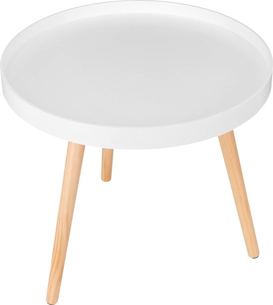 Rootz Bijzettafel - Koffiestandaard - Nachtkastje - Woonkameraccent - Loungestandaard - Bijzettafel - Wit - 50 x 44 cm (ø x H)