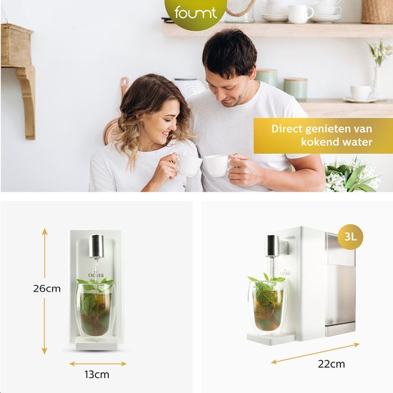 Ocina Heetwaterdispenser - 3L - ABS - BPA vrij - 2500W - 30x13x26 cm - Wit