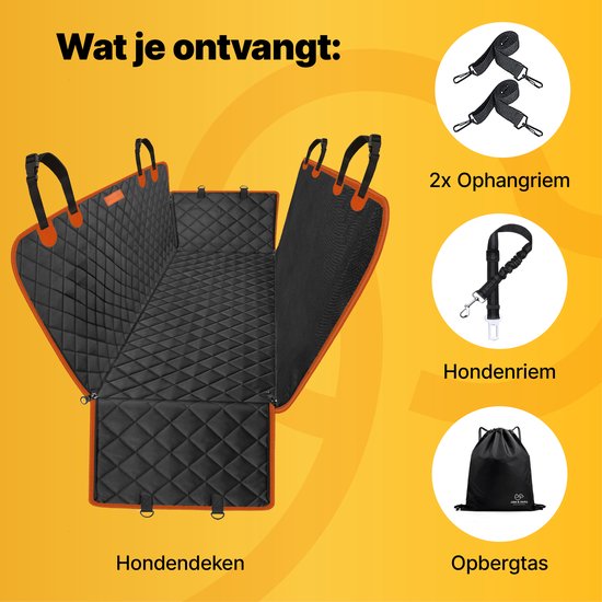 Jake en Jacky Hondendeken Auto Achterbank en Kofferbak - Autodeken Hond - Hondenkleed - Beschermhoes Auto - Incl. Hondenriem, Ophangriemen & Opbergtas