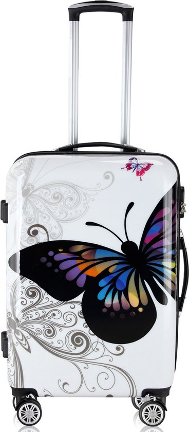 Monzana Koffer Set - 4 Stuks Vlinder Motief met slot - 360° Wielen
