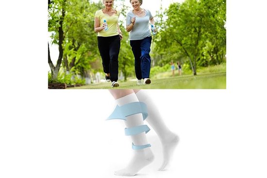 MYCARE+ Compressiesokken - Sport Compressie Kousen - Bloedcirculatie - Pijnpreventie - Ondersteunend - Duopack - Wit - Maat 41-46 - 2 Paar