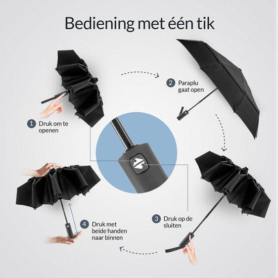 Nohrd Stormparaplu - Zwart - Paraplu Opvouwbaar - Wind Doorlaatbaar - 140 km/h - Stormparaplu's - Automatisch In- en Uitklapbaar - Paraplu's - Incl. Beschermhoes