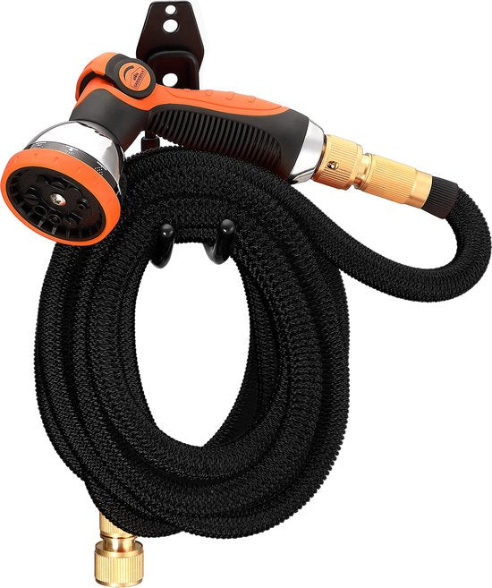Gardebruk Tuinslang Flexibel - 15m 1/2" 3/4" Inch Wandmontage – Zwart