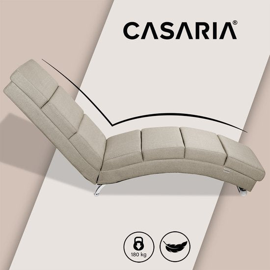 Casaria Relaxfauteuil London - Ligstoel Lounge Verchroomd - Sand