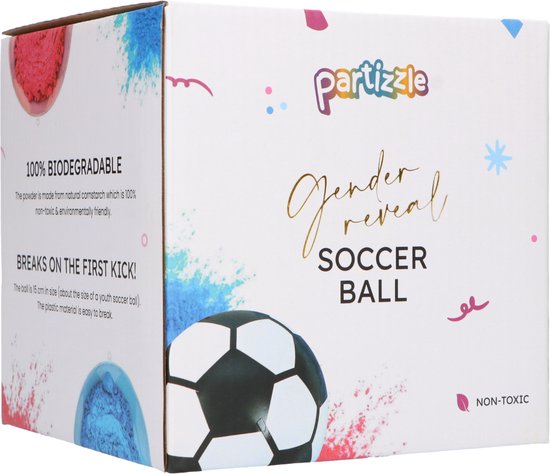 Partizzle Gender Reveal Voetbal - Met Roze & Blauwe Poeder - Babyshower Versiering - Boy or Girl Party - Alternatief Rookbom & Rookkanon - Plastic