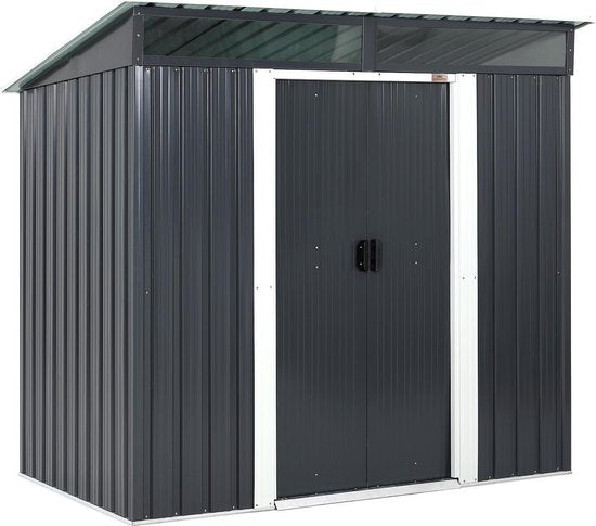 Gardebruk Tuinhuisje Metaal - Met Fundering & Deuren – 196x122x180 cm - Antraciet