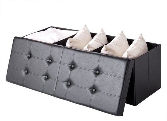 Casaria Zitbank met Opbergruimte - 115x40x40cm 131L Kunstleer – Zwart