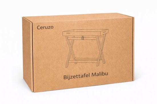 Ceruzo Bijzettafel Malibu – Inklapbaar – Dienblad – 50 cm – Paulownia Hout