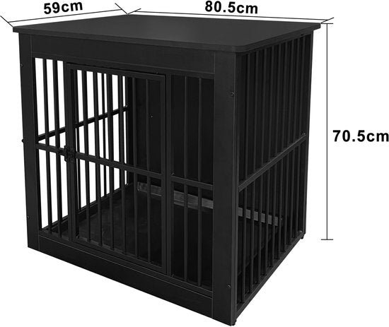 Hondenhok - Hondenbench - bench voor kleine en middelgrote honden - hondenkooi - voor binnen - inclusief hygiënische bak voor in het hok - 80.5 cm x 59 cm x 70 cm