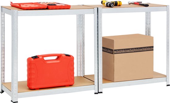 Monzana Stellingkast Metaal – incl. 4 MDF planken- tot 700kg - Zilver