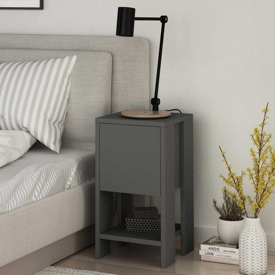 Nachtkastje - Stijlvol Antraciet - 30x55x30cm - Duurzaam Melamine