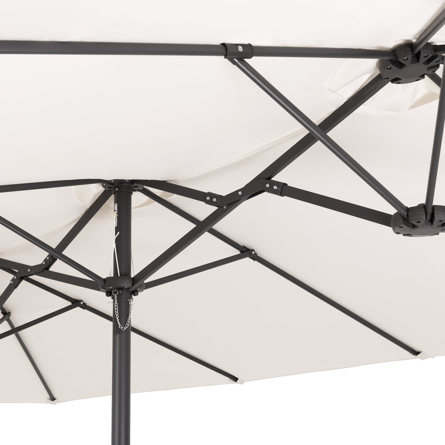 Kingsleeve Dubbele Parasol XXL – Voorzien Van UV Bescherming 80 Plus En Drie Windopeningen En Kleurgecoördineerde Beschermhoes – Voor Tuin En Terras – Crème Polyester En Gepoedercoat Staal – 460 x 270 x 240 cm