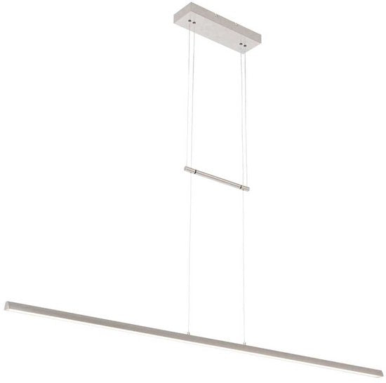 Hanglamp Profilo 3318ST van Steinhauer van staal, 150 cm breed, hoogte instelbaar van 110 tot 170 cm, 2100 lumen, modern design voor binnengebruik