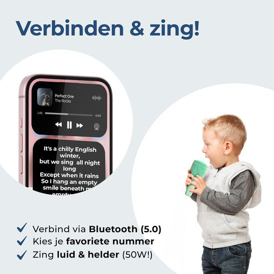 Denver Karaoke Microfoon Bluetooth – Draadloos – Speaker met Fluffy Afwerking – Karaoke Set – AUX - MicroSD – KMS30GN