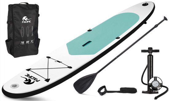 Pacific Special Edition Sup Board - 305 cm - Tot 100 kg - Wit/Groen