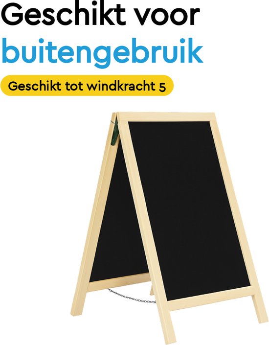 BRASQ Krijtstoepbord Blank - 75x135 CM - Krijtbord - Reclamebord - Stoepbord - Dubbelzijdig - voor Binnen en Buiten - Horeca