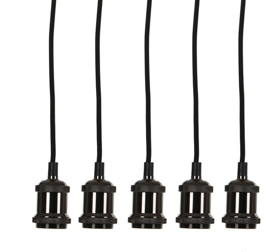 Mica Decorations Fuga Hanglamp - E27 - Set van 5 - IP20 - 150 x Ø15 cm - Zwart