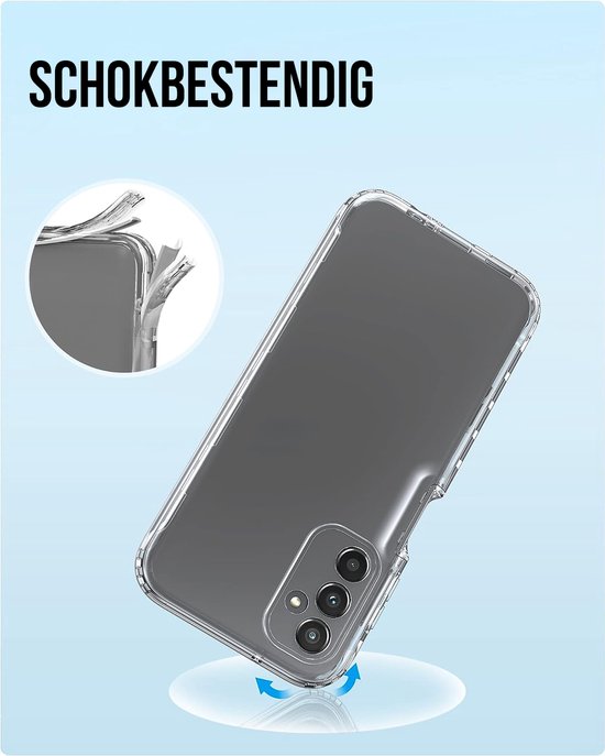 Podec 2-in-1 Hoesje met screenprotector geschikt voor Samsung Galaxy A14 Doorzichtig Telefoonhoesje - Anti-Shock Case Cover