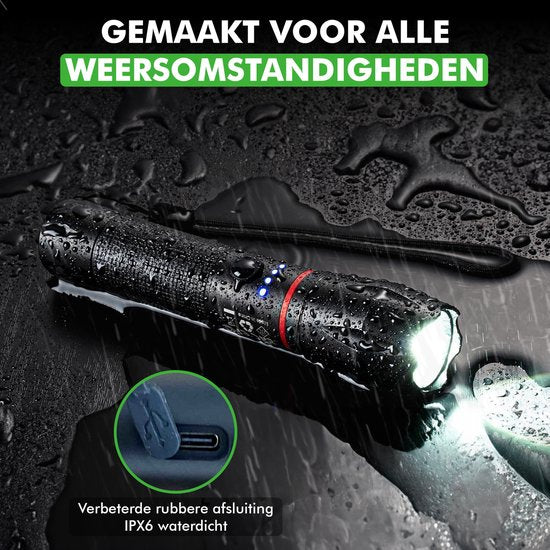 Travelhawk Zaklamp Oplaadbaar - Zaklamp Led Oplaadbaar - Militaire Zaklamp - 1000 Lumen - Waterproof - Inclusief USB-C kabel - 1 stuks