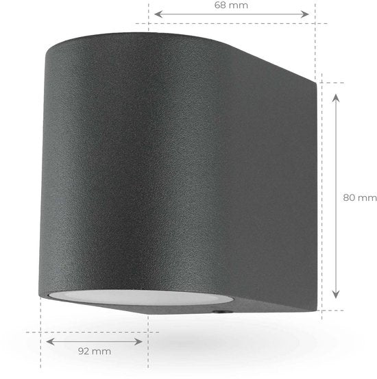 Ledvion - LED Wandlamp Antraciet - GU10 - IP54