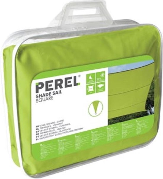 Perel Schaduwdoek, waterafstotend, 5 x 5 m, 160 g/m², polyester, vierkant, limoengroen