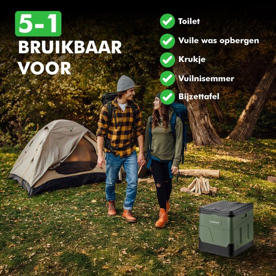 Travelhawk Campingtoilet – Draagbaar & Opvouwbaar – Inclusief 12 Biologisch Afbreekbare Zakjes – Ideaal voor Kamperen, Festivals & Outdoor