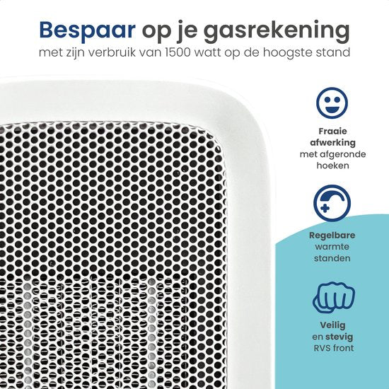 Gologi Ventilatorkachel met Thermostaat - Kachel Elektrisch - Verwarming - Heater - Met app en Touch Bediening - 1500W