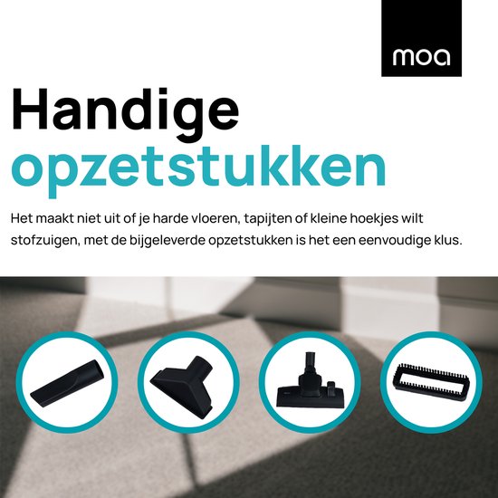 MOA Stofzuiger Zonder Zak - Inclusief HEPA H13 Filter - Combi Zuigmond - Stofzuiger - 900W - Grijs