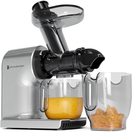 KitchenBrothers Slowjuicer - Compact - Sapcentrifuge - Groenten en Fruitpers - 45 mm - 500 ml - Grijs