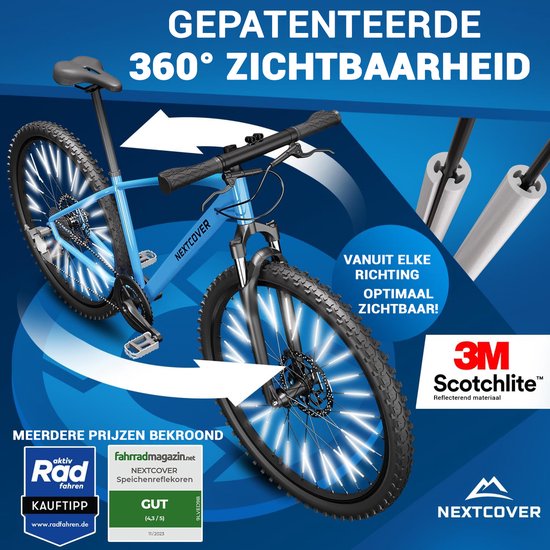 Nextcover® Spaakreflectoren Fiets 36 Stuks – Het Origineel – [3M Scotchlite] Maximale Zichtbaarheid I Spaakverlichting Fiets I Fietsreflectoren I Alternatief voor kattenogen fiets