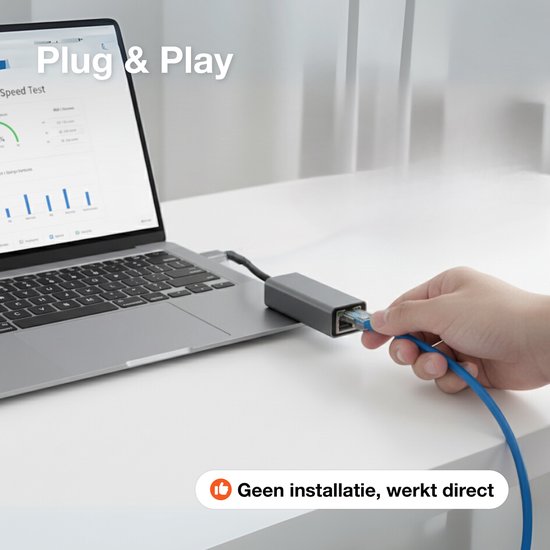 Skoov Ethernet Adapter USB A kabel - USB A naar Ethernet - Internet - Netwerk adapter - 1000 Mbps - Gigabit