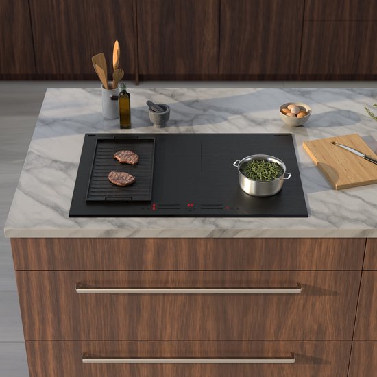 Inventum IKI7735MAT - Inbouw inductie kookplaat - 77 cm - 4 kookzones - Bridgefunctie - 1- of 2-fase - Facetrand voorzijde - Matzwart