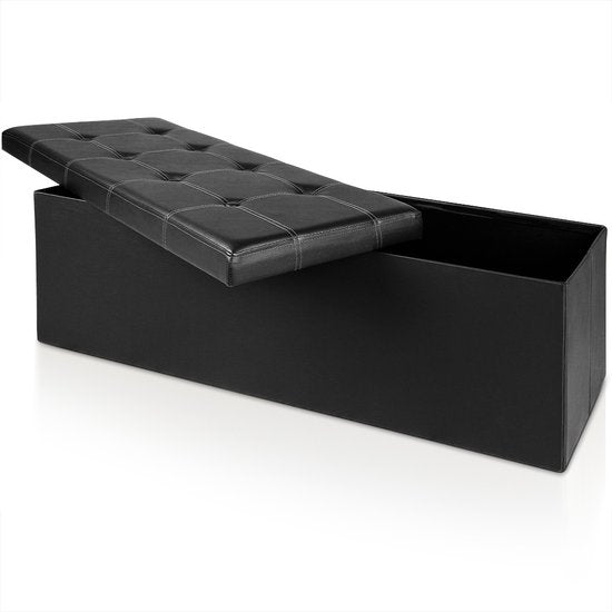 Casaria Opbergbank - 115x40x40cm 131L Kunstleer - Zwart