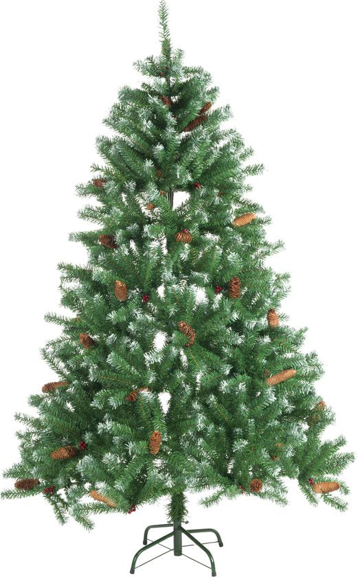 Kerstcadeaus Kerstboom Empire Spruce met sneeuw en dennenappels - 180 cm - 708 toppen