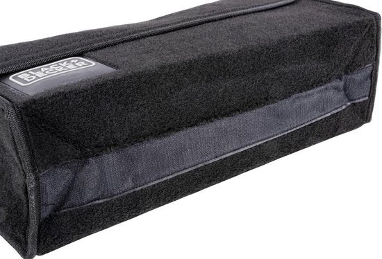 BLACK+DECKER - Kofferbak Organizer - Kofferbak Tas - 55 x 15 x 23 CM - 1 Groot Vak en 2 Insteekvakken - Boodschappen en Auto Accessoires - Met Klittenband - Zwart