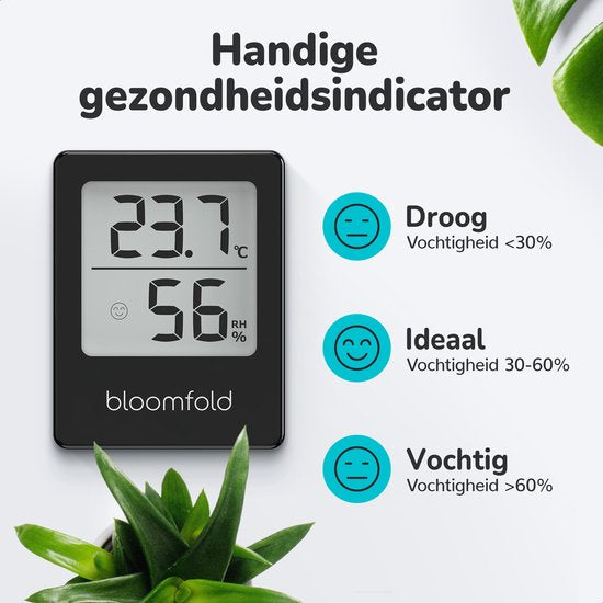Bloomfold Hygrometer - Luchtvochtigheidsmeter - Digitaal Weerstation - Vochtigheidsmeter - Thermometer voor Binnen - Inclusief batterij