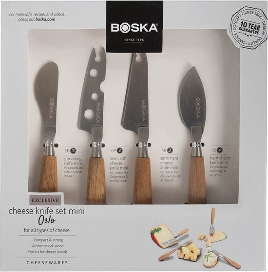 Boska Kaasmessenset Mini Oslo - 4-delig - Eikenhout en RVS - Voor Alle Kaassoorten