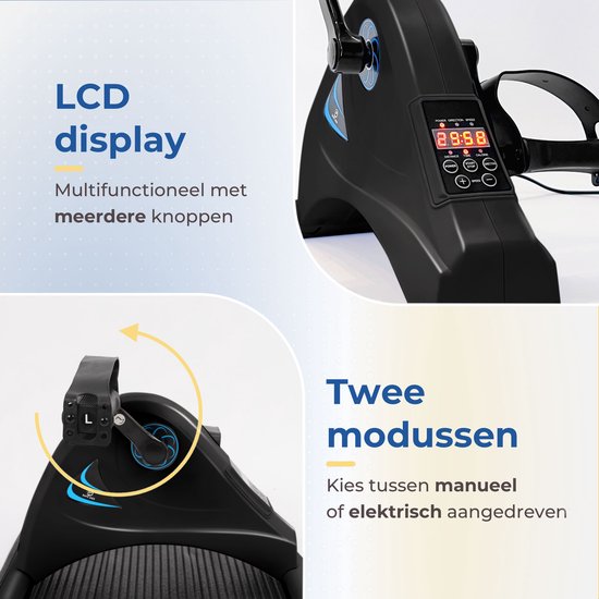 Safelife stoelfiets met elektrische ondersteuning - bureaufiets - voor armen en benen - stoelfiets bewegingstrainer - voor ouderen of revalidatie - fietstrainer - zwart