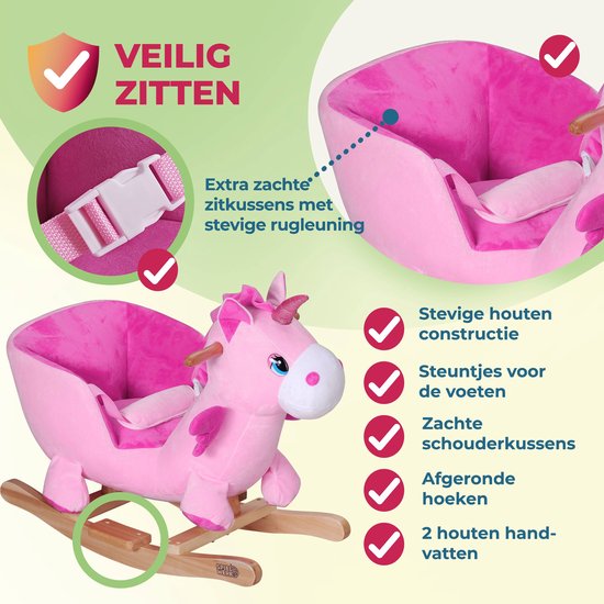 Spielwerk Schommelstoel Eenhoorn - Veiligheidsgordel Vanaf 12m - Roze