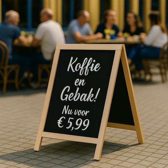 BRASQ Krijtstoepbord Blank - 55x 85 CM - Krijtbord - Reclamebord - Stoepbord - Dubbelzijdig - voor Binnen en Buiten - Horeca