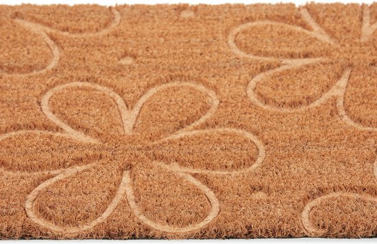 deurmat kokos - met bloemen - 40 x 60 cm - antislip - weerbestendig - binnen en buiten