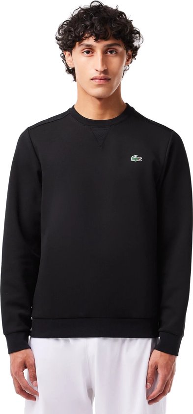 Lacoste – Sweatshirt met Mesh-Panelen – Maat L – Ronde Hals & Sportief Design – Voor Heren – Zwart Katoen & Polyester