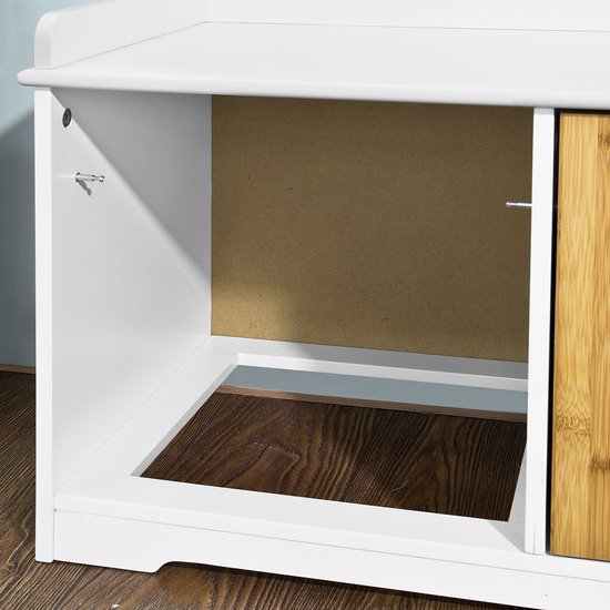 SoBuy Schoenenbank met zitkussen voor gang of woonkamer, 3 afneembare manden, 105x43x35 cm, FSR23-WN