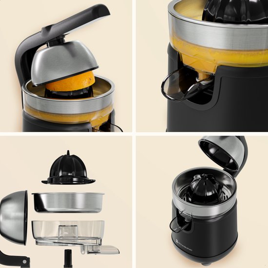 KitchenBrothers Citruspers - Met Uitloop en Handvat - 0.35L - Zwart